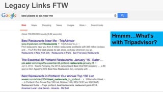 Legacy Links FTW
Hmmm…What’s
with Tripadvisor?
 