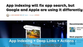 App Indexing + Deep Links + Actions -
http://tnw.co/1KRDtO3
 