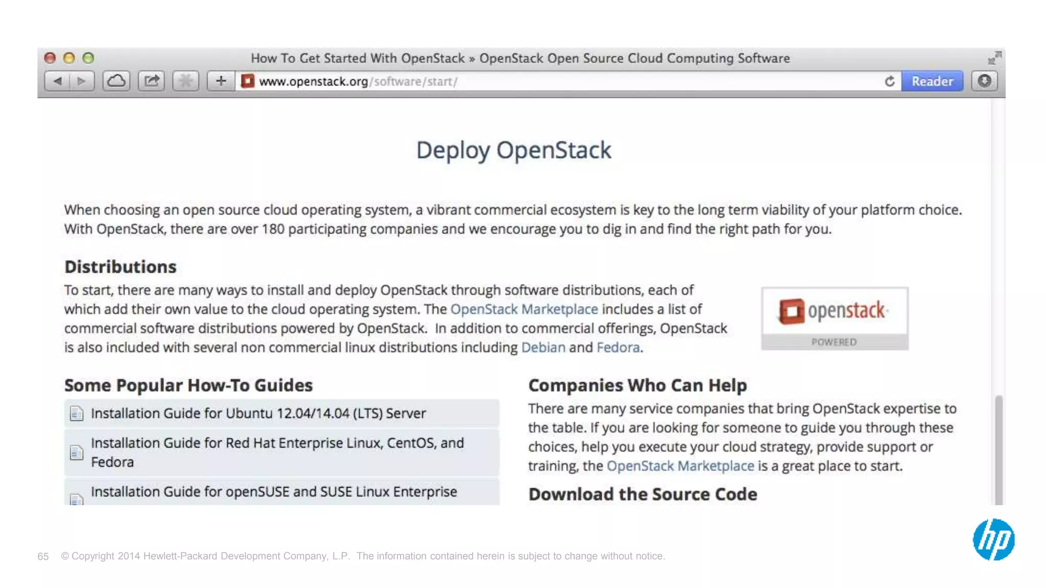 © Copyright 2014 Hewlett-Packard Development Company, L.P. The information contained herein is subject 65 to change without notice. 
 