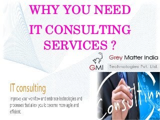 WHY YOU NEED
IT CONSULTING 
SERVICES ?
WHY YOU NEED
IT CONSULTING 
SERVICES ?
 