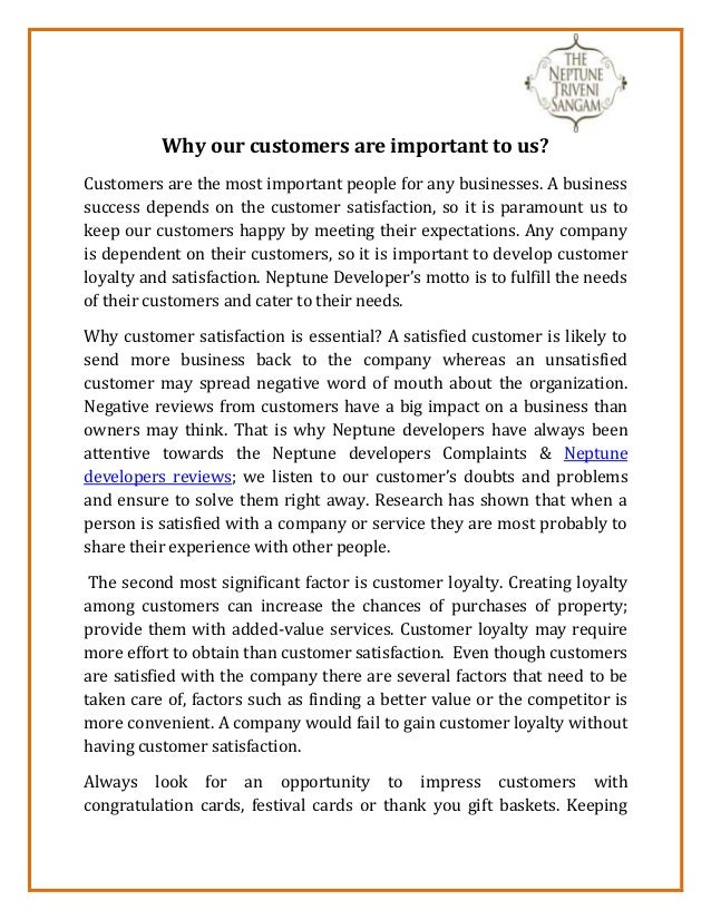 Why our customers are important to us