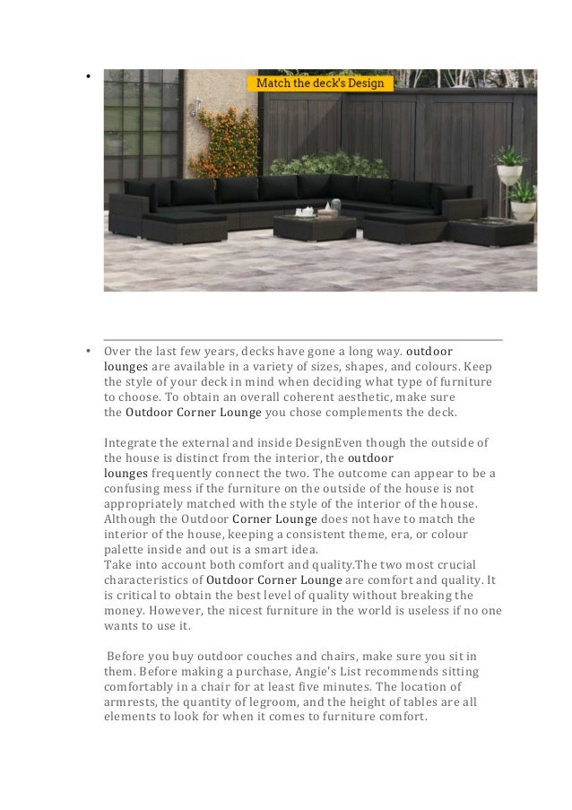 Why outdoor lounges setting and why