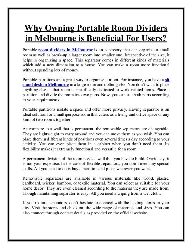 Why Owning Portable Room Dividers In Melbourne Is Beneficial For Users