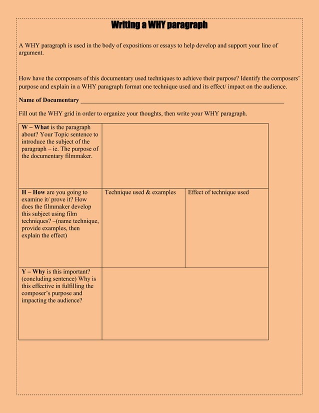 Writing a WHY paragraph- 