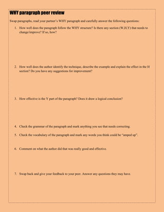 Writing a WHY paragraph-