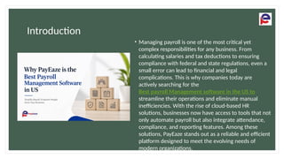 Why PayEaze is the Best Payroll Management Software in US | PPTX