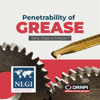 Why Does It Matter?
Penetrability of
GREASE
What is NLGI?
 