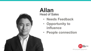 #EmployeeEngagement
Allan
• Needs Feedback
• Opportunity to
influence
• People connection
Head of Sales
30
 