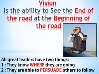 Vision
End of
the road Beginning of
the road