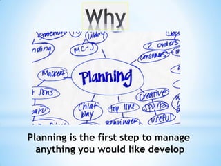 Planning is the first step to manage
anything you would like develop