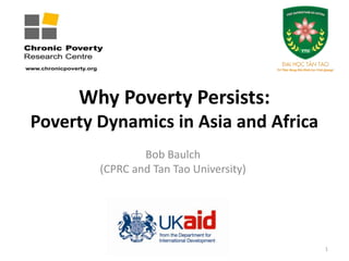Why Poverty Persists:
Poverty Dynamics in Asia and Africa
                Bob Baulch
        (CPRC and Tan Tao University)




                                        1
 