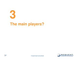 3
The main players?

Page
14

© Copyright Sequent Learning Networks

®

 