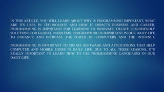 Why programming is important | PPTX
