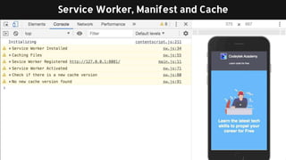 Service Worker, Manifest and Cache
 