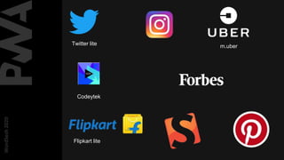 WordSesh2020
Flipkart lite
Twitter lite m.uber
Codeytek
 