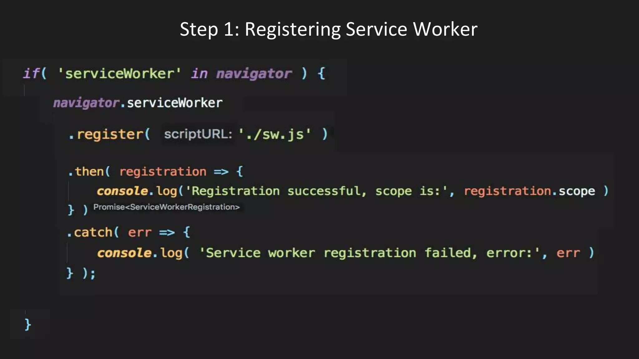 Step 1: Registering Service Worker
 