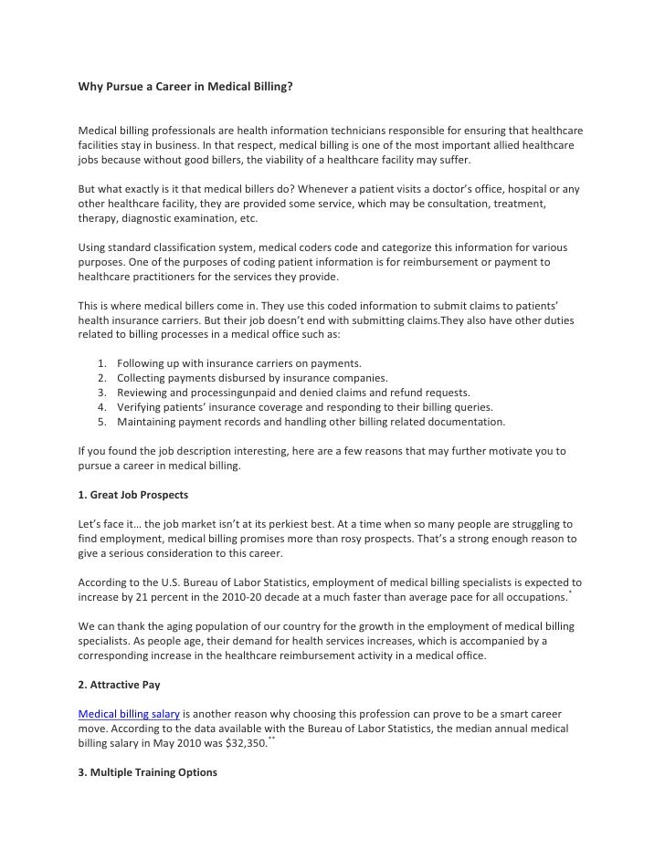 job description for medical billing