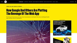 WAIT! THE WEB ISN’T DEAD AFTER
ALL. GOOGLE MADE SURE OF IT
IN 2010, THE web died. Or so said the publication you’re
CADE M...