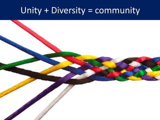 Unity + Diversity = community
 