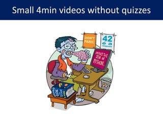 Small 4min videos without quizzes
 