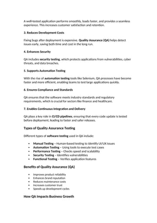 Quality Assurance Development Code Examples Comprehensive Guide to Quality Assurance (QA) in Software Development ...