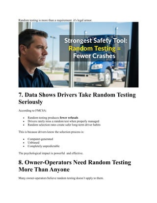 Why Random Testing Is the Strongest Safety Tool in Transportation ...
