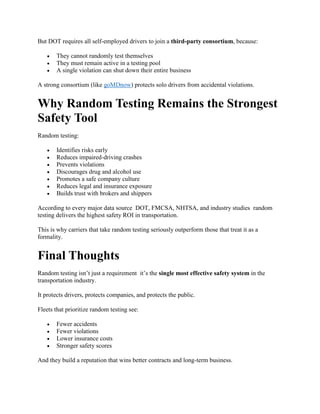Why Random Testing Is the Strongest Safety Tool in Transportation ...