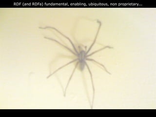 RDF (and RDFa) fundamental, enabling, ubiquitous, non proprietary...




                                RDFa
 