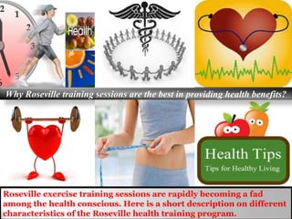 Why Roseville training sessions are the best in providing health benefits?




Roseville exercise training sessions are rapidly becoming a fad
among the health conscious. Here is a short description on different
characteristics of the Roseville health training program.
 