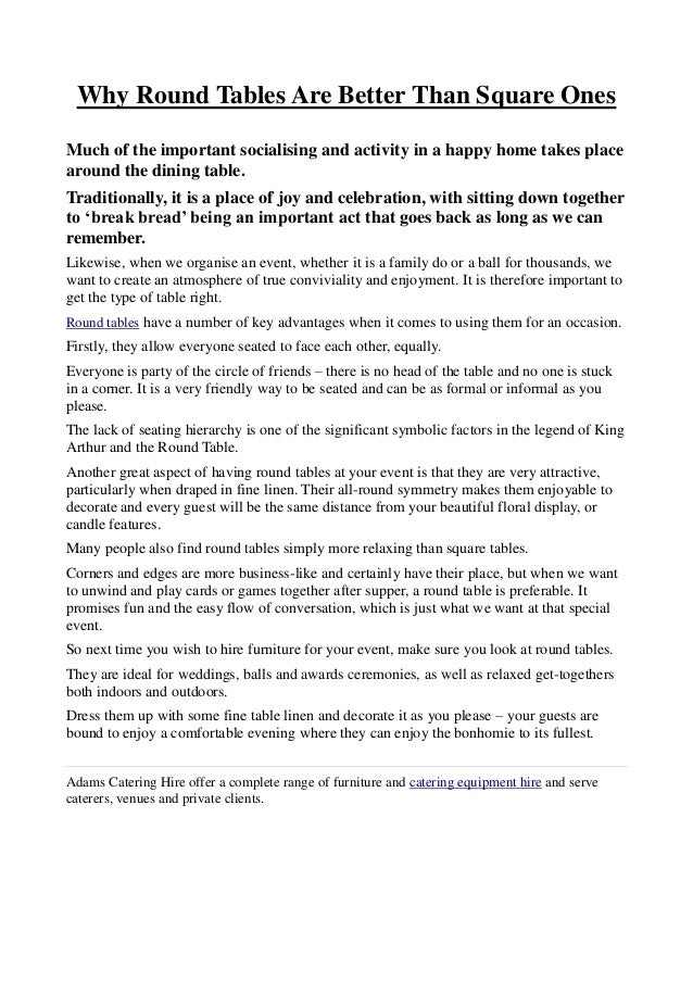 Why round tables are better than square ones