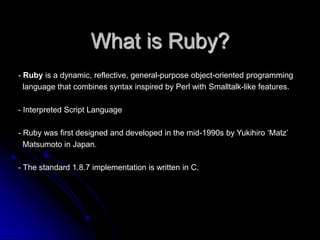 Why ruby | PPT