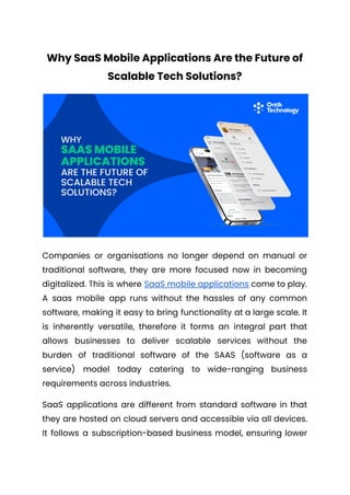 Why SaaS Mobile Applications Are the Future of Scalable Tech Solutions ...