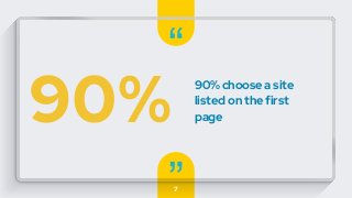 “
”
90% choose a site
listed on the first
page
7
90%
 