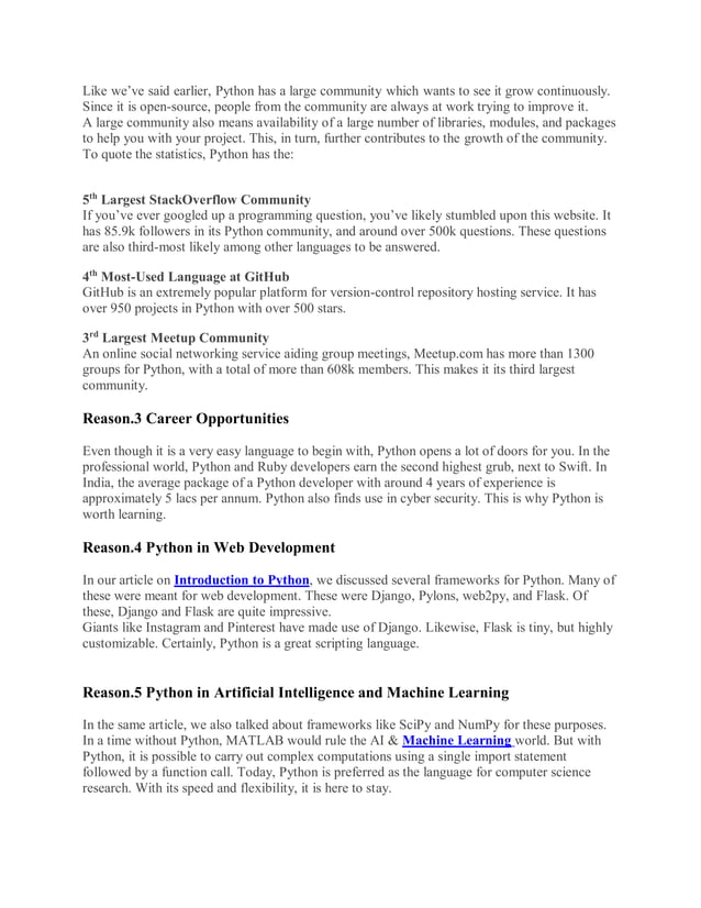 Why should I learn python | PDF | Web Development | Internet