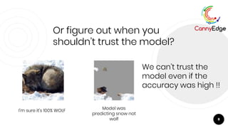 8
Or figure out when you
shouldn’t trust the model?
I’m sure it’s 100% WOLF
Model was
predicting snow not
wolf
We can’t trust the
model even if the
accuracy was high !!
 