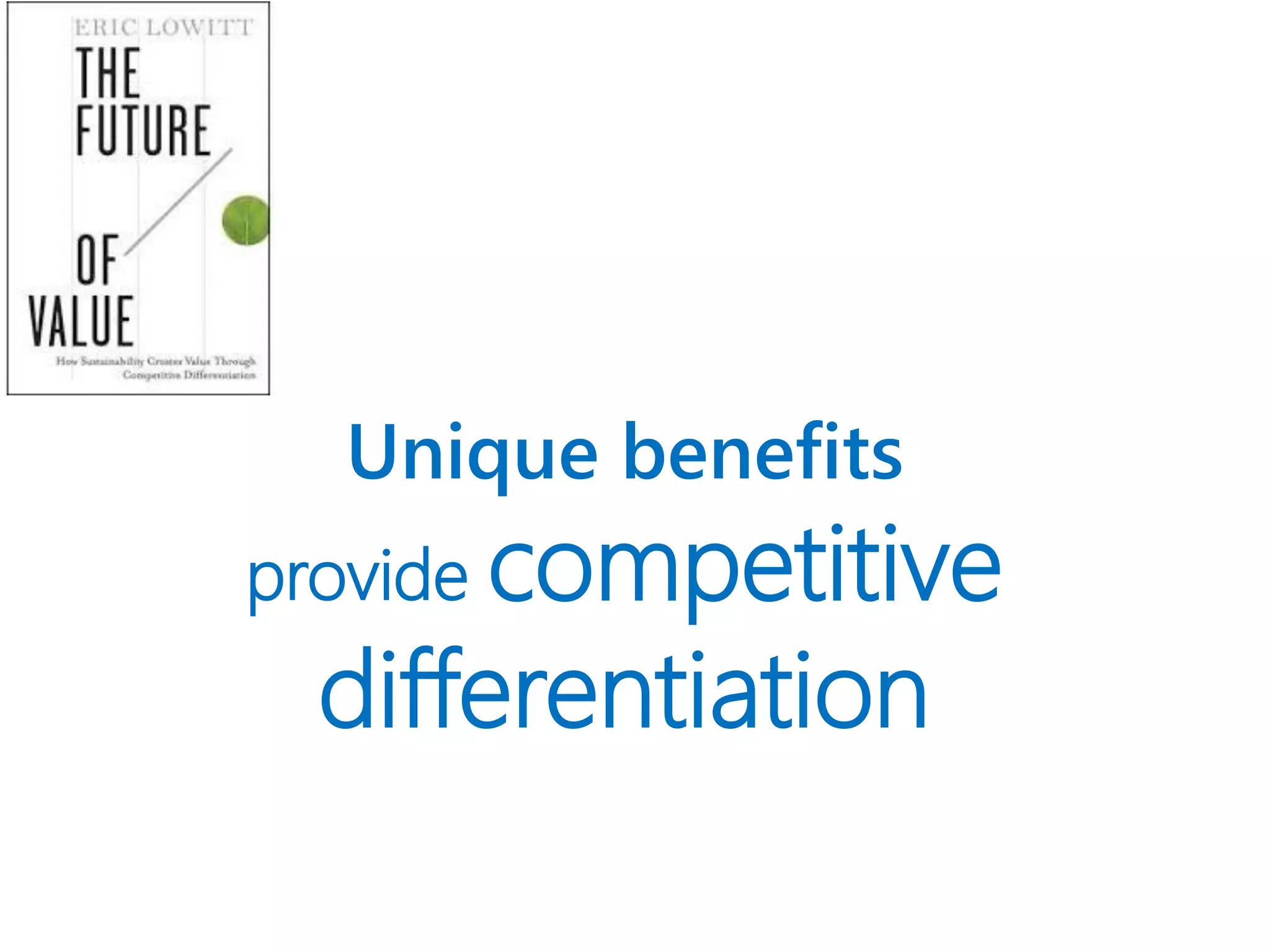 Unique benefits
provide competitive
differentiation