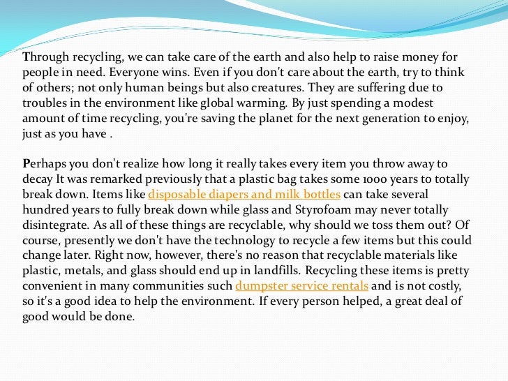 Why should we recycle