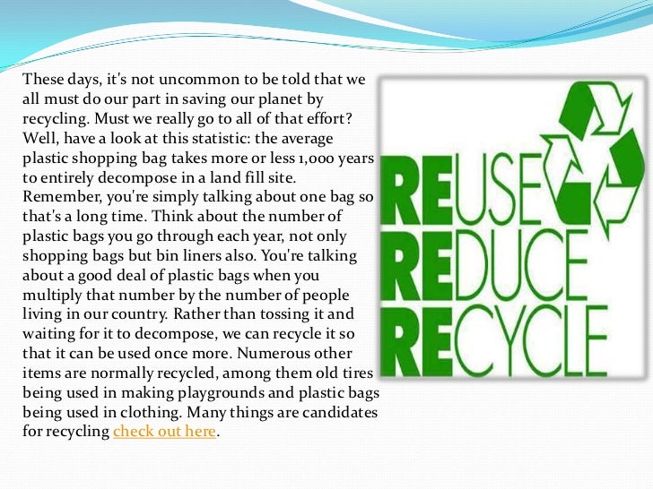 Why should we recycle