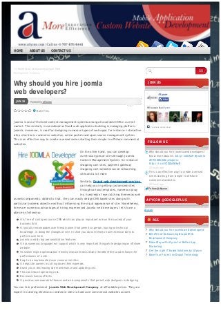 Ĳ Benefits of Outsourcing Drupal Web
Development Company
Posted by afycon
Rate This
JUN 18
Why should you hire joomla
web developers?
Joomla is one of the best content management systems among all available CMS in current
market. This similarly is considered as finest web application building & managing platform.
Joomla, moreover, is used for designing numerous types of web apps: for instance- interactive
sites, electronic commerce websites, online portals and open source management system.
This is an effective way to create a versed series starting from simple to offshore commercial
websites.
On the other hand, you can develop
numerous types of sites through Joomla
Content Management System: for instance-
shopping cart sites, payment gateway
shopping cart websites social networking
sites and a lot more.
Similarly, Drupal web development services
can help you in getting customized sites
through various templates, numerous plug-
ins, hundreds of eye catching themes as well
as web components. Added to that, they can easily design CMS based sites along with
particular business objective without influencing the visual appearance of site. Nonetheless,
there are numerous advantages of hiring experienced Joomla web developers, let’s have a
glance on following:-
It is free of cost open source CMS which can play an important role on the success of your
business fold.
It typically encompasses user friendly panel that permits a person, having no technical
knowledge, in doing the changes at site. In short you do not need to have technical skills to
perform over here.
Joomla consists top personalization features
It has numerous language text support which is very important thing while designing an offshore
website
Its search engine optimization friendly characteristics lessen the SEO efforts and enhance the
performance of a site.
Easy to be implemented over commercial sites
It helps site owners in cutting down their expenses.
Assist you in decreasing site maintenance and updating cost
This can reduce operating cost.
Decreases human efforts.
It provides immeasurable themes and web components that permit web designers in designing.
You can hire professional Joomla Web Development Company at affordable prices. They are
expert in catering electronic commerce sites to hard core commercial websites as well.
JOIN US
Afycon
959 people like Afycon.
Facebook social plugin
LikeLike
FOLLOW US
Why should you hire Joomla web developers?
Know more about it: bit.ly/1snG62H #Joomla
#CMS #WebDevelopersc
http://t.co/VZDZpLN9wB
20 hours ago
This is an effective way to create a versed
series starting from simple to offshore
commercial websites.
20 hours ago
FollowFollow @Afycon@Afycon
AFYCON @GOOGLEPLUS
Afycon
RSS
Why should you hire joomla web developers?
Benefits of Outsourcing Drupal Web
Development Company
Make Way with Afycon for Better App
Marketing
Get the right IT based Solutions by Afycon
Base Your Project on Drupal Technology
About these ads
GO
HOME ABOUT US CONTACT US
Page 1 / 2
 