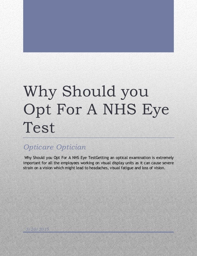 Why Should you Opt For A NHS Eye Test
