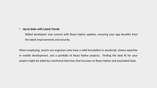 Why Should You Opt to React Native for Mobile App Deveopment | PPTX
