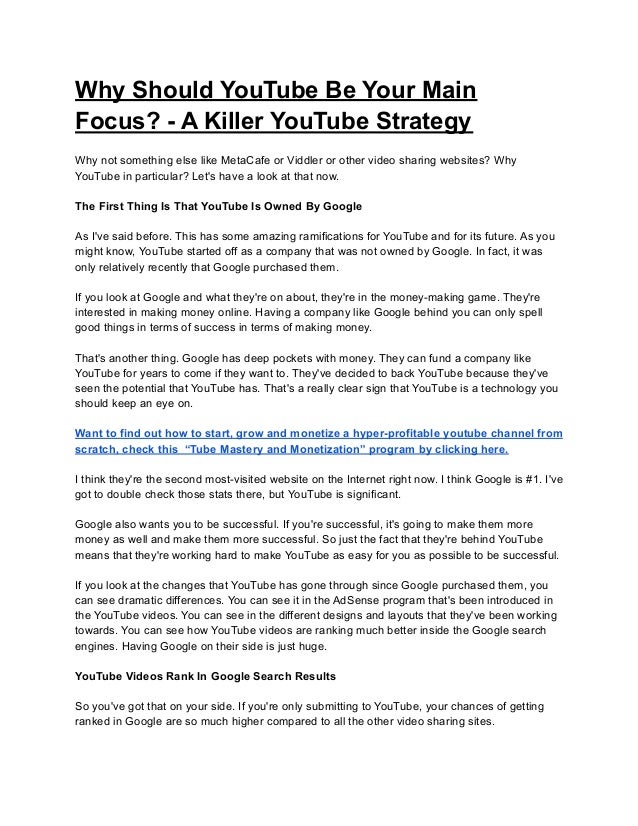 Why Should YouTube be Your Main Focus 2 why should youtube be your main focus 1 638