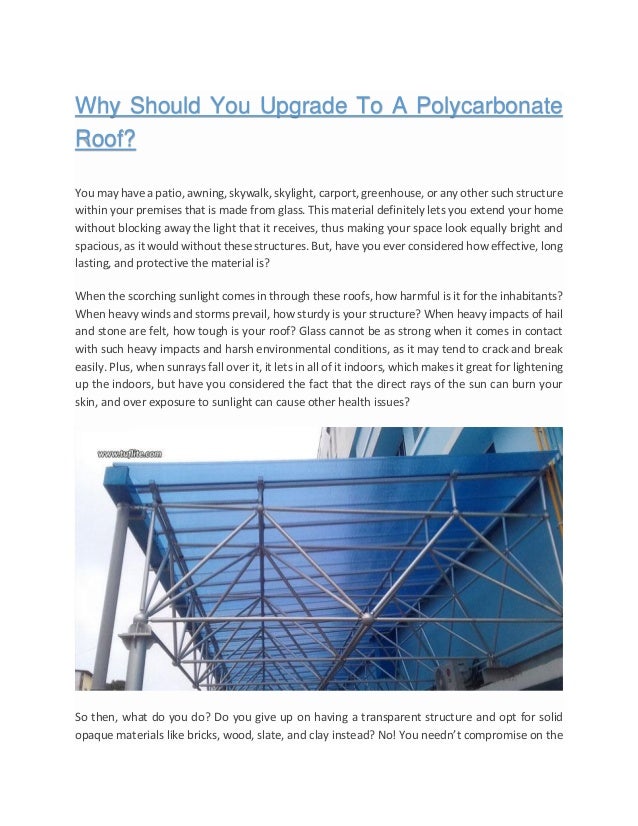 Why Should You Upgrade To A Polycarbonate Roof Tuflite Polymers