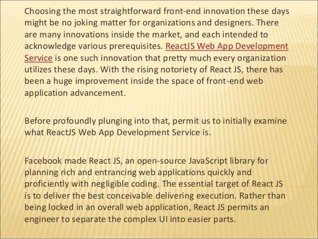 Why should you use react js for web app development | PPT