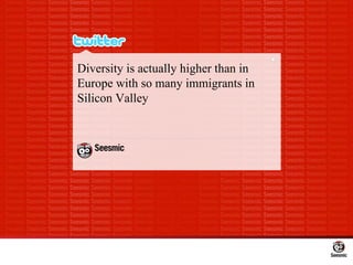 Diversity is actually higher than in Europe with so many immigrants in Silicon Valley 