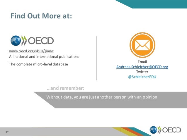 Find Out More at:
www.oecd.org/skills/piaac
All national and international publications
The complete micro-level database
...