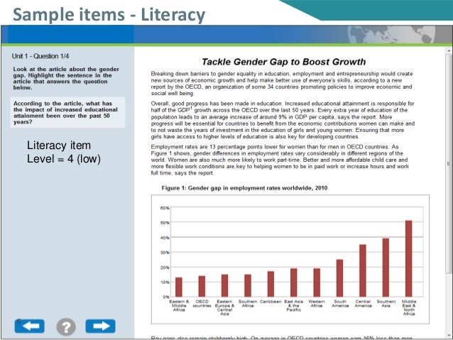 Literacy item
Level = 4 (low)
Sample items - Literacy
6
 