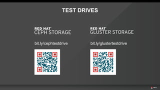 bit.ly/cephtestdrive bit.ly/glustertestdrive
TEST DRIVES
 
