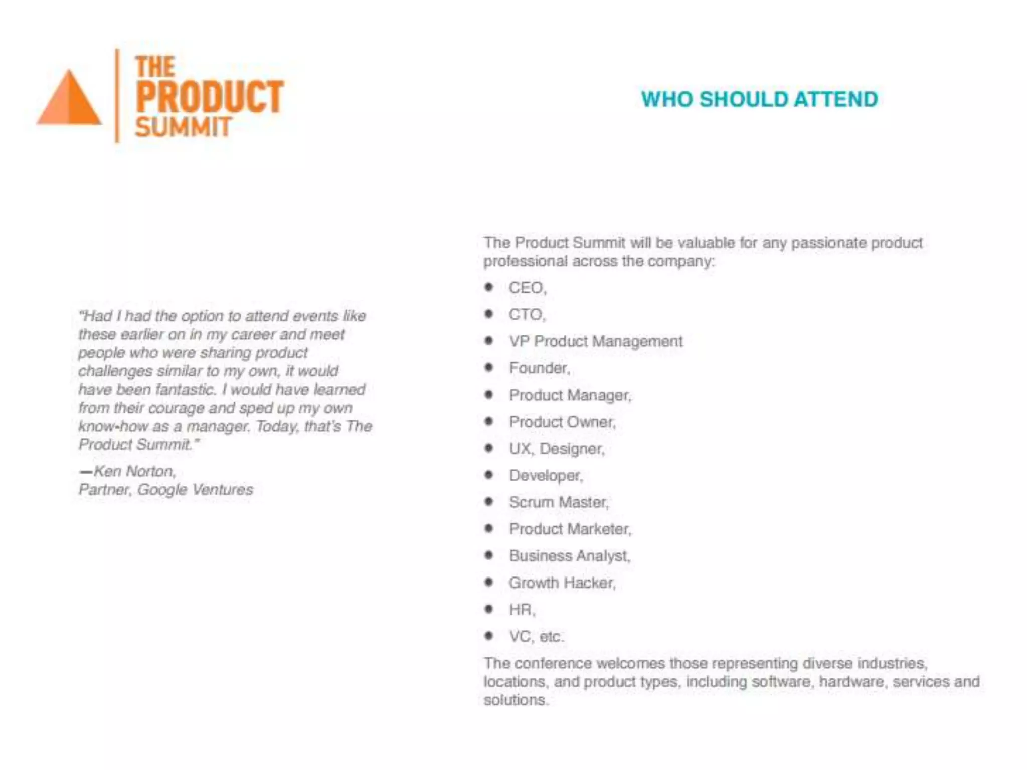 Value Of Sponsoring The Product Summit