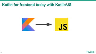 69
Kotlin for frontend today with Kotlin/JS
 